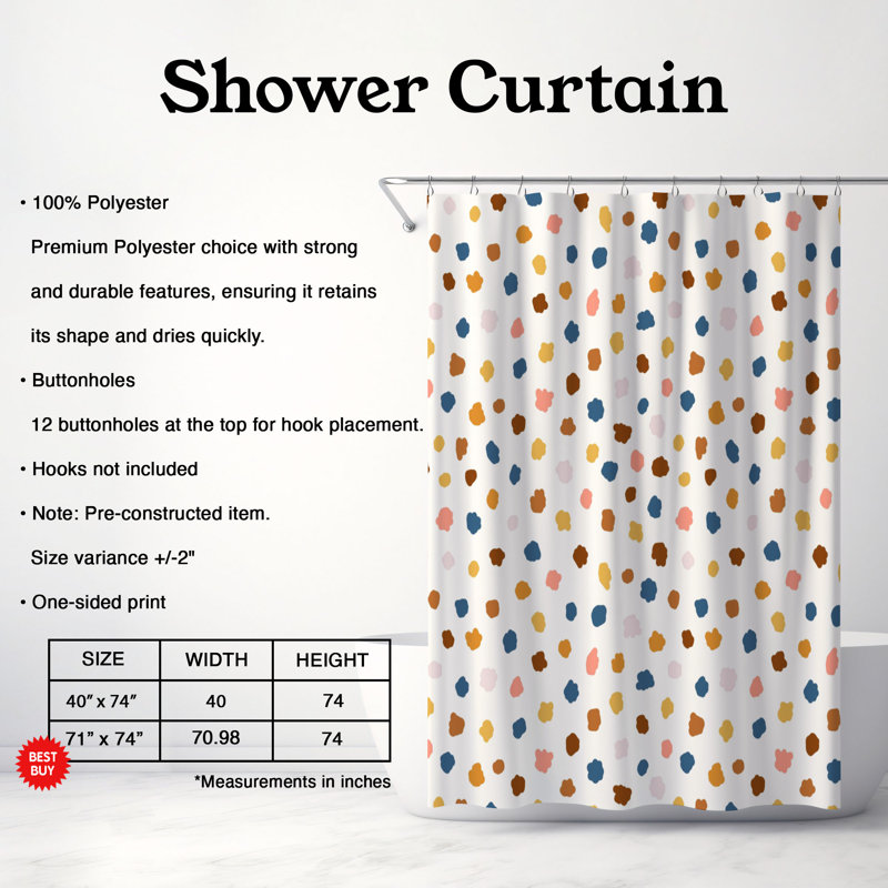 Rideau de douche 1 pièce Daisy Vibe, H 74 po x l 71 po
