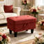 Banc de rangement avec repose-pieds 28,5 po en faux suède à losange capitonné, banc à chaussures pour l'entrée, banc de bout de lit pour le salon de la chambre à coucher, salon, rouge-285737670