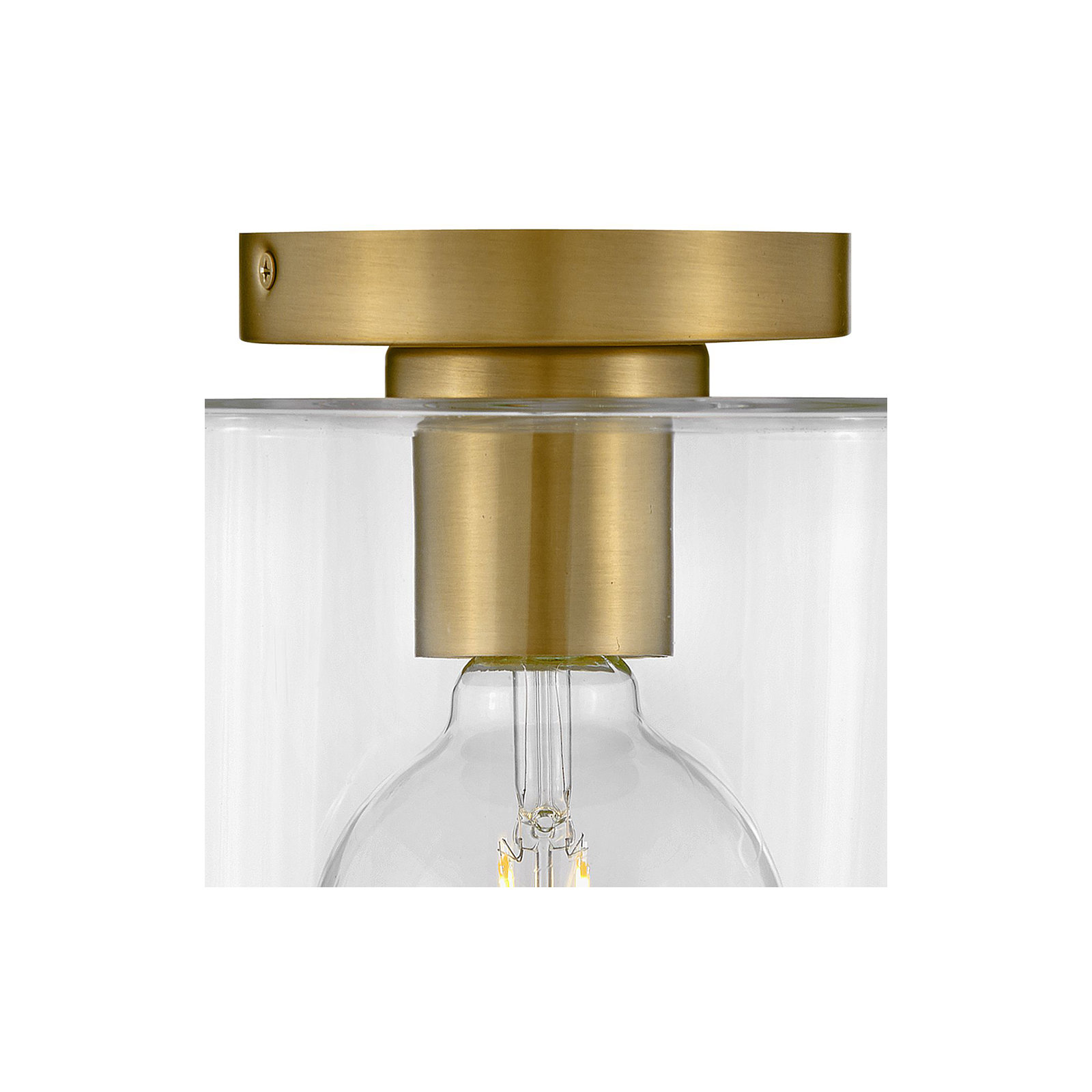Lydia Single Light Glass Semi Flush Mount, Lacquered Brass