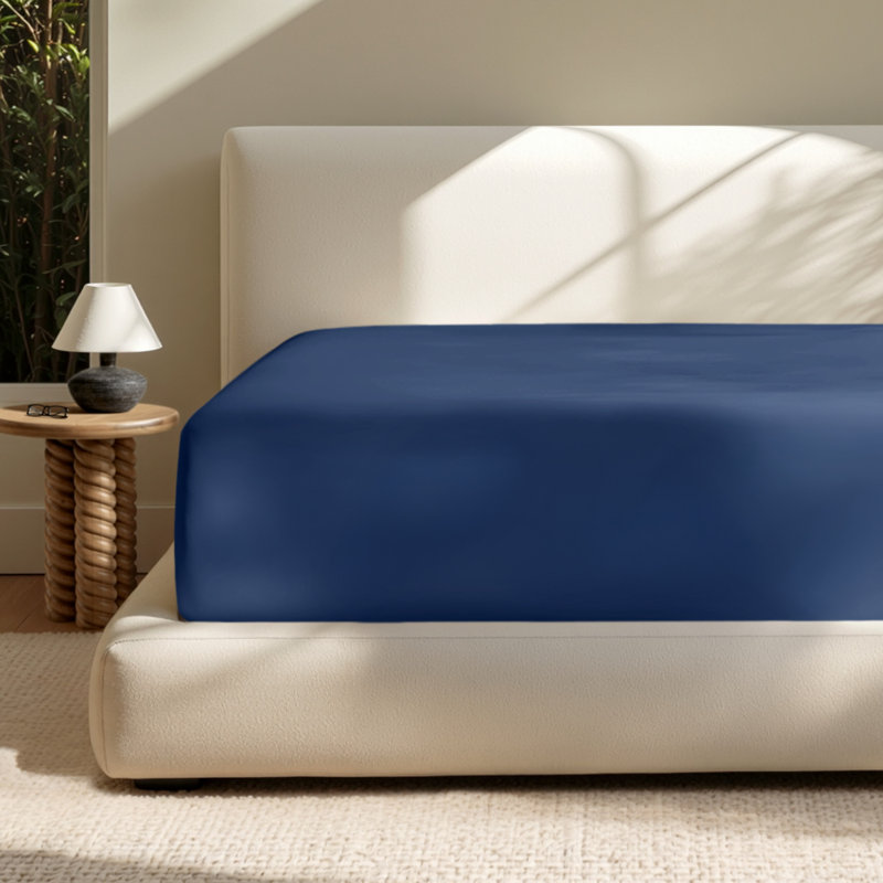 Extra Deep Microfiber Fitted Sheet, King Fitted Sheet, Dark Blue