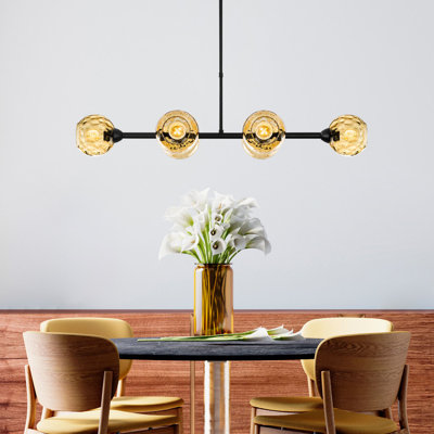 Elegant Metal Chandelier, Yellow & Black Finish, 40.6 x 15.7 x 29.1 inches | Durable Metal Body with Glass Cap | 6 x E27 Max 40W Sockets (Bulb Not Included) | Perfect for Dining Room & Living Spaces, IP20 Rated