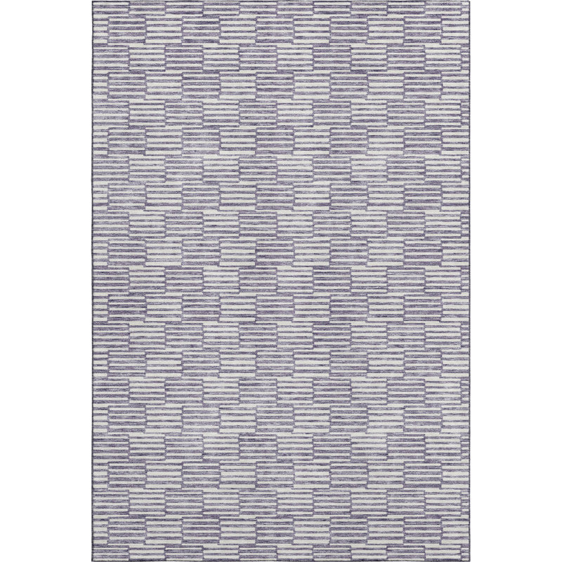 Tapis lilas Prisco lavable à la machine de qualité supérieure, Rectangulaire 3 pi x 5 pi