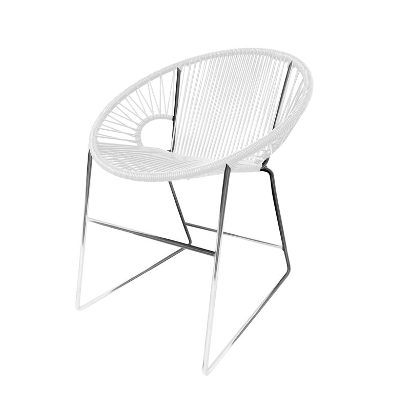 Chaise de patio Puerto, Blanc / Chrome