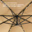 Parasol solaire d'extérieur 10 pi avec 32 - Taupe Tissu résistant à la décoloration, base antirouille pour patio décalée avec lumières à DEL, matériau de pavillon respirant