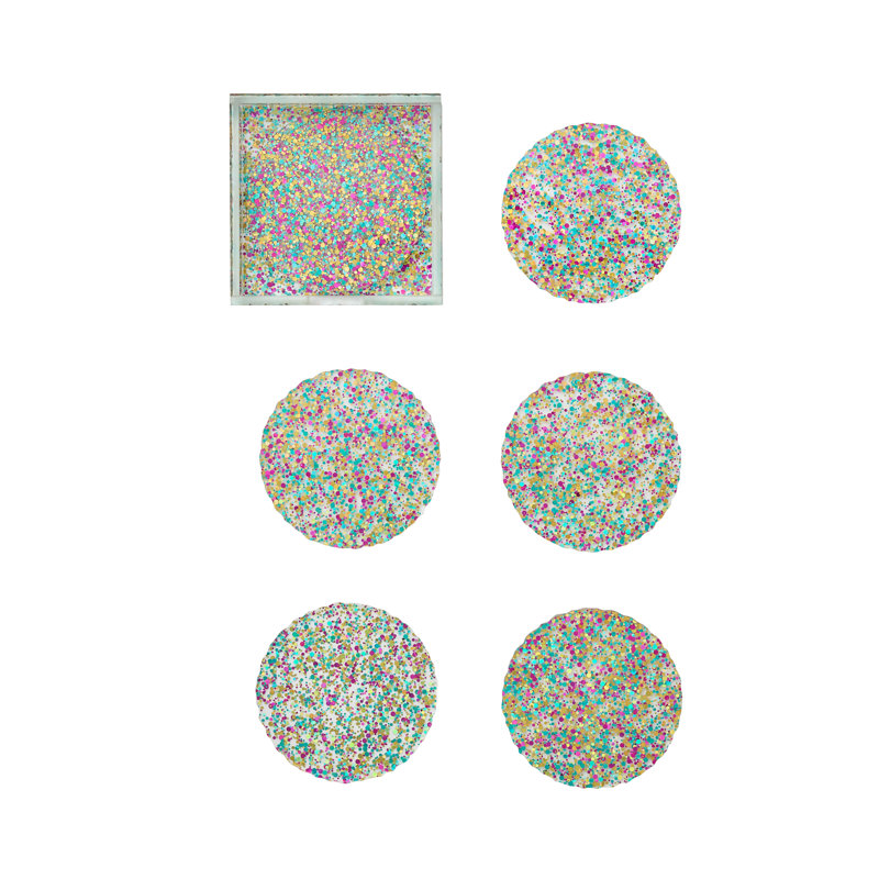 Prism Coaster In Multi in A Caddy