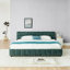 Très grand lit tapissier, cadre de lit rembourré confortable, tissu chenille, avec tête de lit et cadre de lit solide. Avec tiroir pour rangement - Vert (88,5 po x 85,5 po x 31 po)-2037802669-2037802665