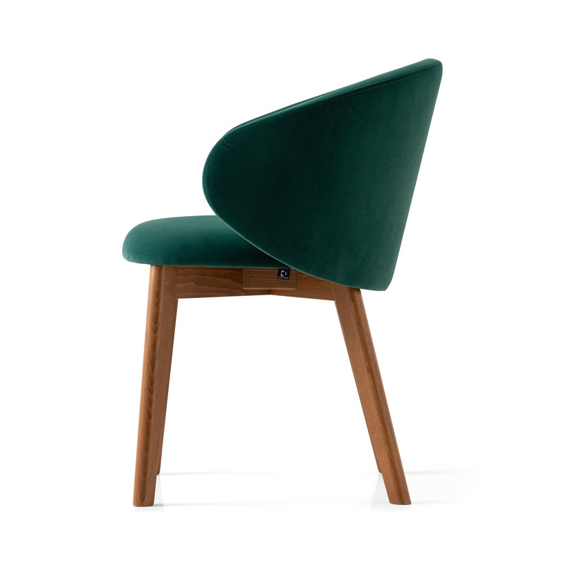 Tuka Upholstered Armchair with Wooden Frame, Forest Green, Walnut