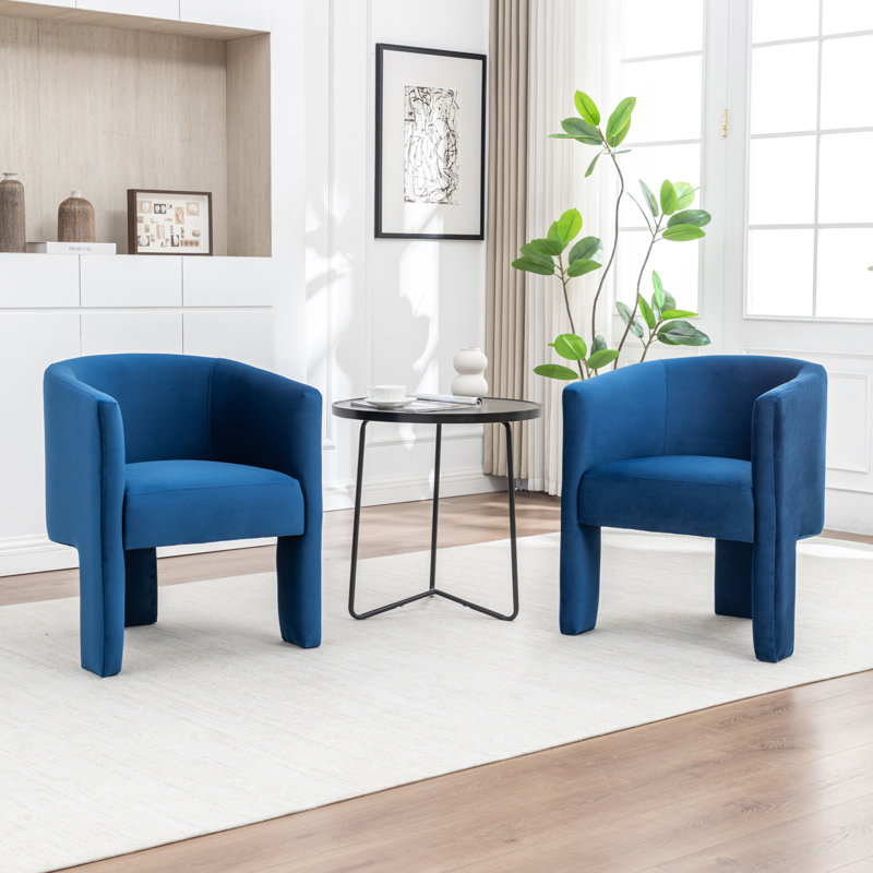 29.13'' H Velvet Curved Dining Chair, Navy