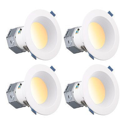 4" 6CCT Integrated LED Recessed Lighting, Dim to Warm, Deep Baffle Trim, Dimmable Anti Glare Canless LED Ceiling Downlight, CRI 90, White