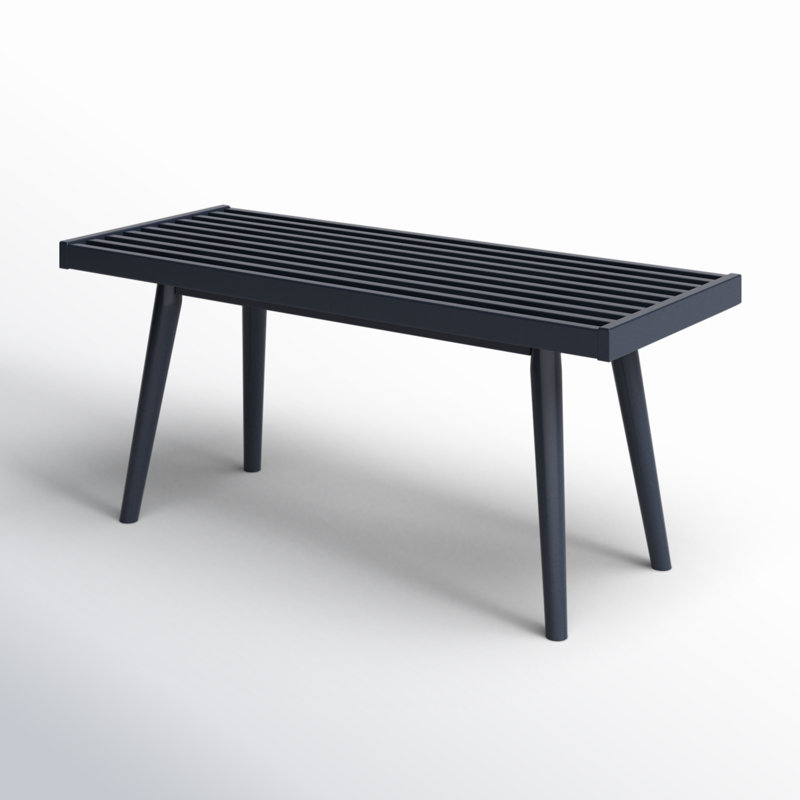 Levitus Wood Bench, Black, 17.5" H x 41.25" W x 16.5" D