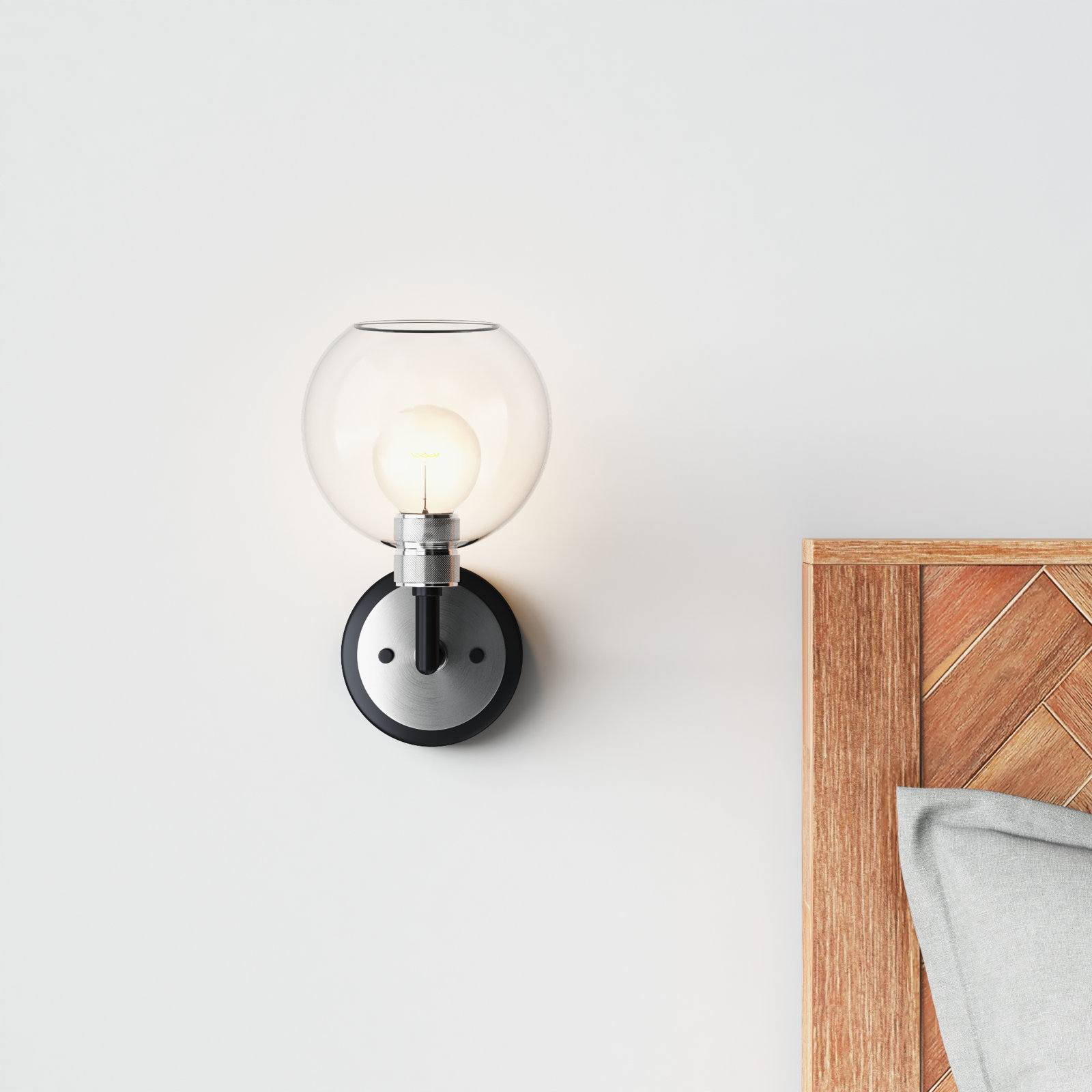 Davian Single Light Glass Dimmable Armed Sconce