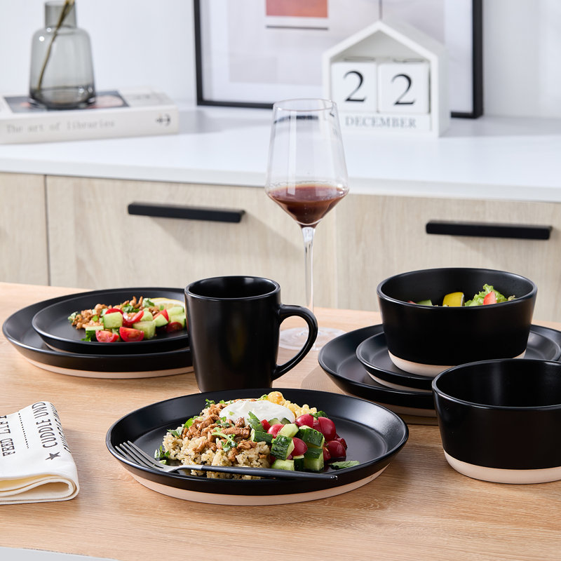 Stone Lain Jules 16-Piece Dinnerware Set Stoneware, Black