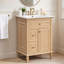Meuble-lavabo de 24 po de largeur avec lavabo, 1 tiroir rabattable et 2 tiroirs, tablette réglable, naturel