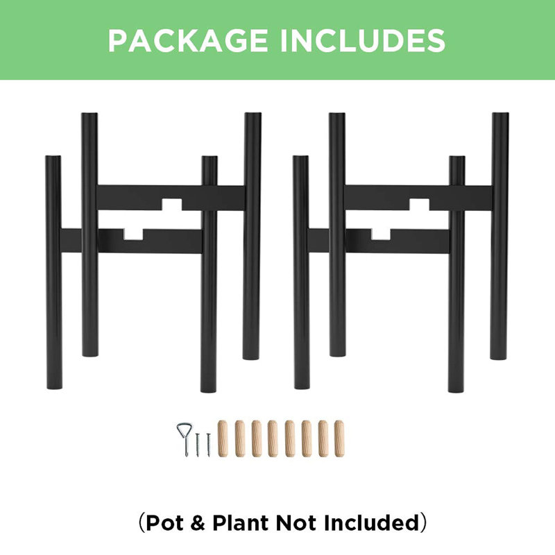 Support pour plante en bois massif à multiples niveaux Moeleti, Noir