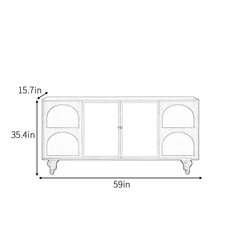 Buffet en bois massif de 59 po de largeur Murtaugh