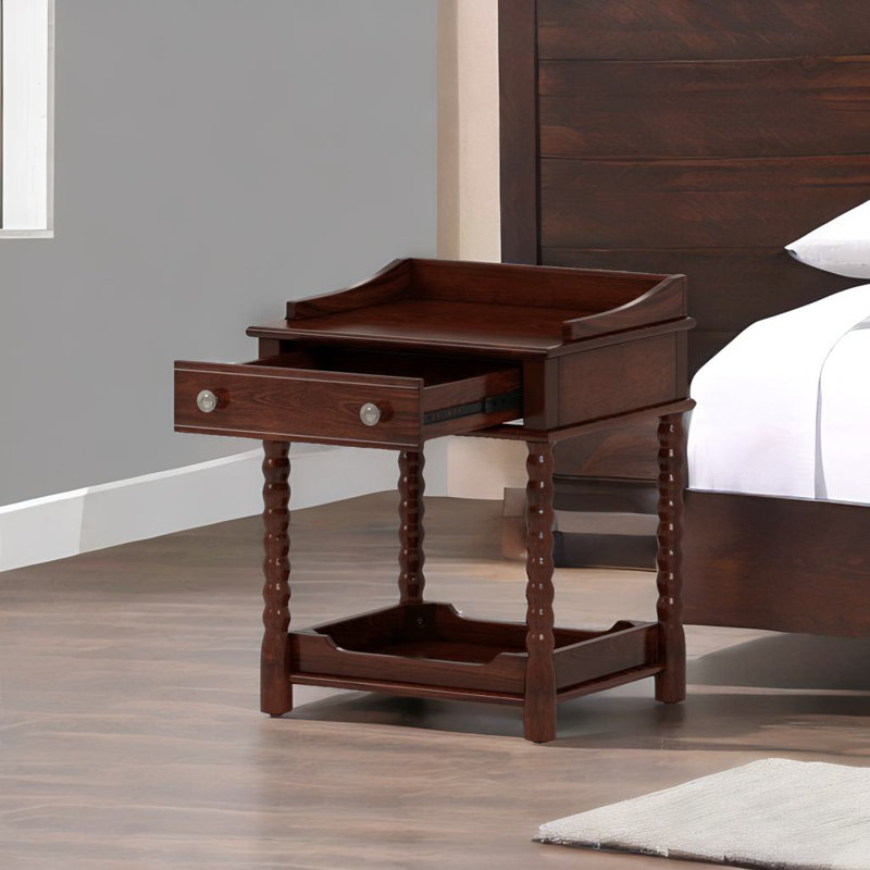 Retro Style Nightstand, Walnut