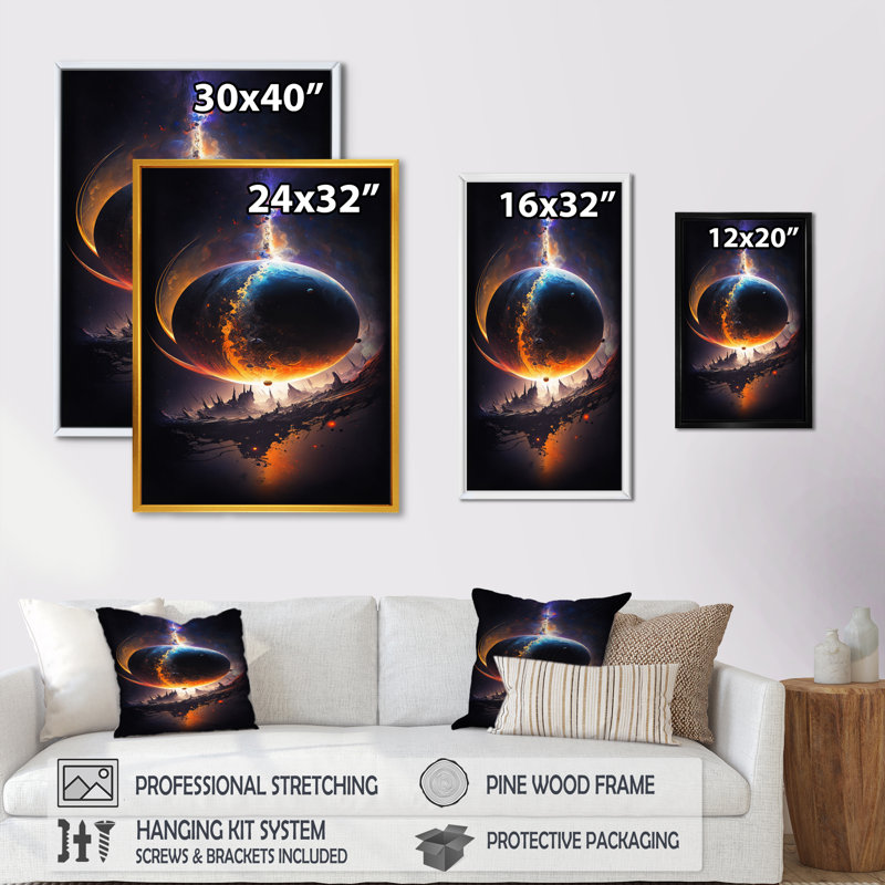 «Lionel Deep Planet Eclipse III», reproduction sur toile, H 20 po x l 12 po x P 1 po, Cadre flottant noir