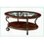 Table basse traditionnelle en cerisier brun avec pattes décoratives en métal Tablette inférieure ouverte pour le salon