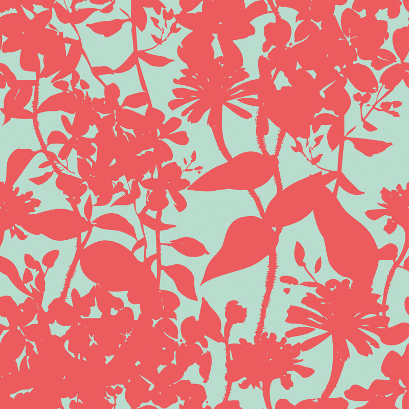 Summer Silhouette Coral Twist Smooth Matt Wallpaper, Red