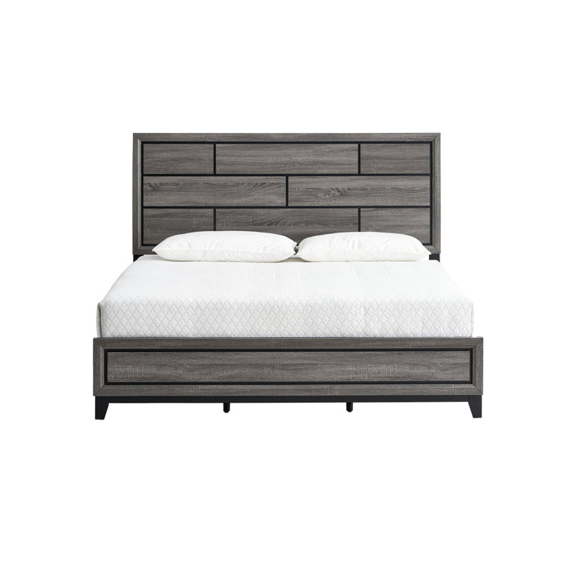 Lit très grand Glasgow G04305A-KB (matelas non inclus), gris, Gris, Très grand lit
