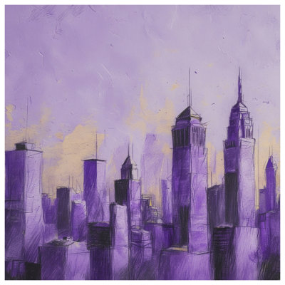 Rideaux de douche mauve City Skyline