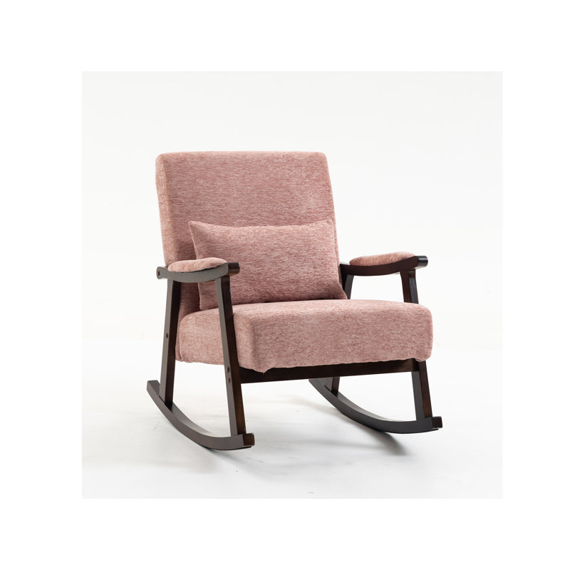 Chaise berçante en bois massif, Rose