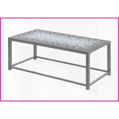 Blue Tile & amp; Table basse rectangulaire grise en métal pour le salon, L 42 po - Décoration polyvalente et élégante
