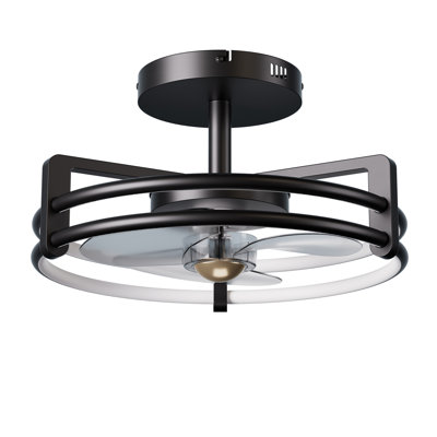 16 inch Ceiling Fan With Light and Fan, Black