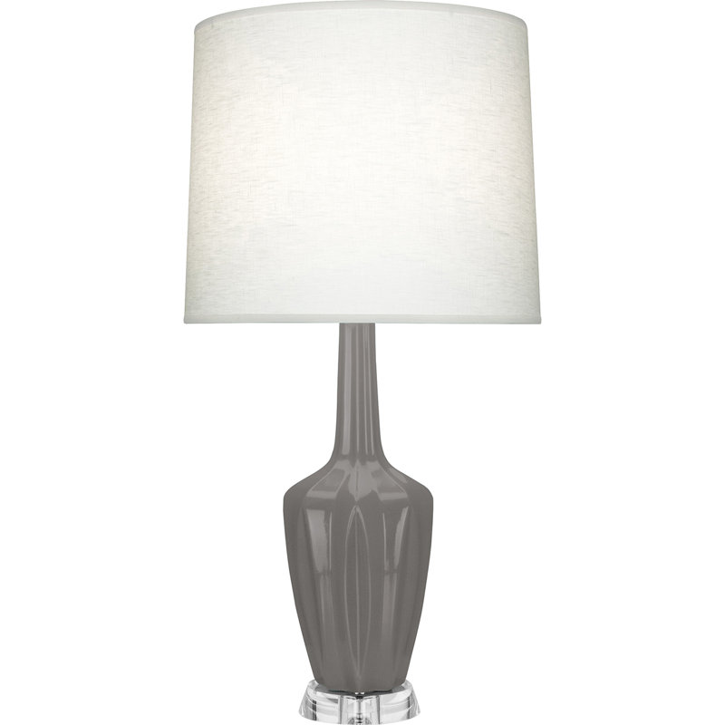 Emma Accent Lamp, Ceramic/Acrylic, Smokey Taupe Glazed, 34.25" H x 7.38" W x 15" D