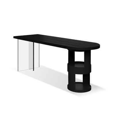 Black Rectangular Solid Wood  desk