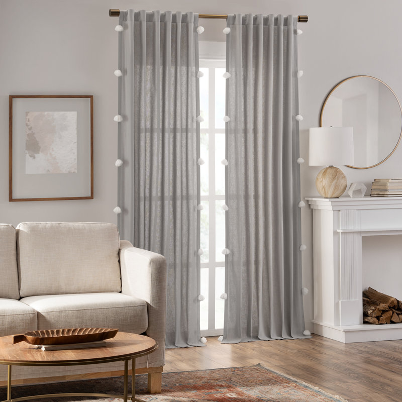 Ballast Cotton Semi Sheer Curtain Single Panel, 50'' W x 84'' L, Gray