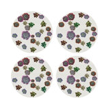 Succulents Floating Vegan Leather Round Pebble Placemat