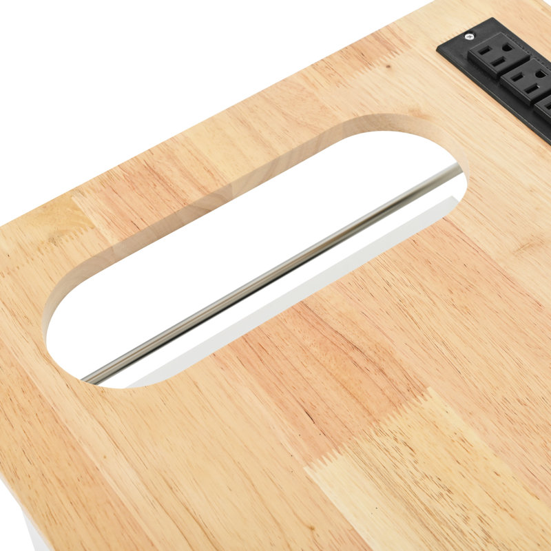 Îlot de cuisine avec prise de courant dépliable et support à vin - Jack blanc, extensible et support, Blanc
