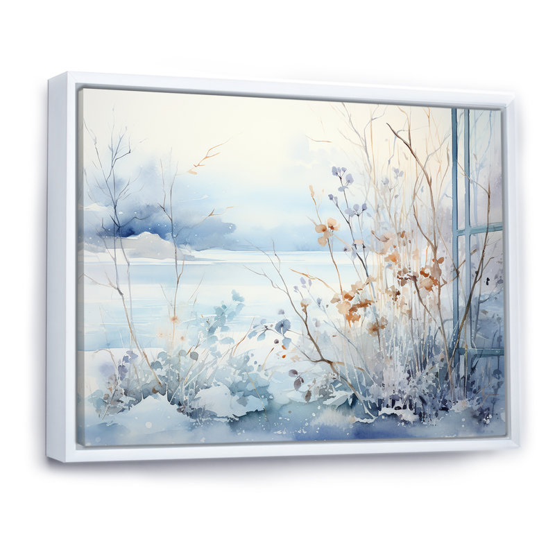 «Frosty Scenic Winter Landscape II - Winter Landscape», art mural, Cadre flottant blanc, H 30 po x l 40 po x P 1,5 po