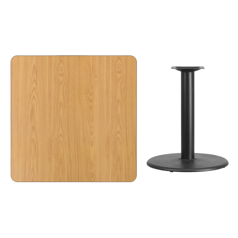 Jack Square Laminate Table Top with Table Height Base, 31.12" H x 36" W x 36" D, Natural