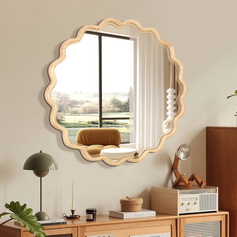 Miroir de meuble-lavabo en bois massif, 41,7 po x 41,8 po, Bois naturel