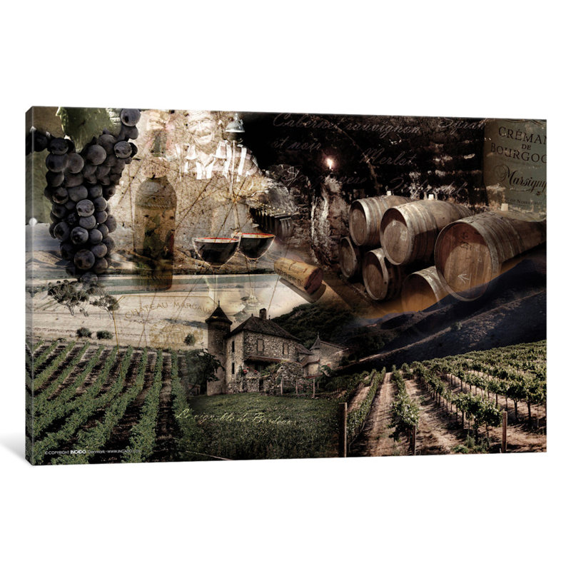 «Wine» par GraphINC Studio, impression sur toile, Blanc, H 16 po x l 24 po x P 1 po, Papier d'art encadré noir
