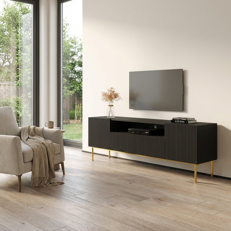 Meuble télé 74,8 po avec finition matte, Noir