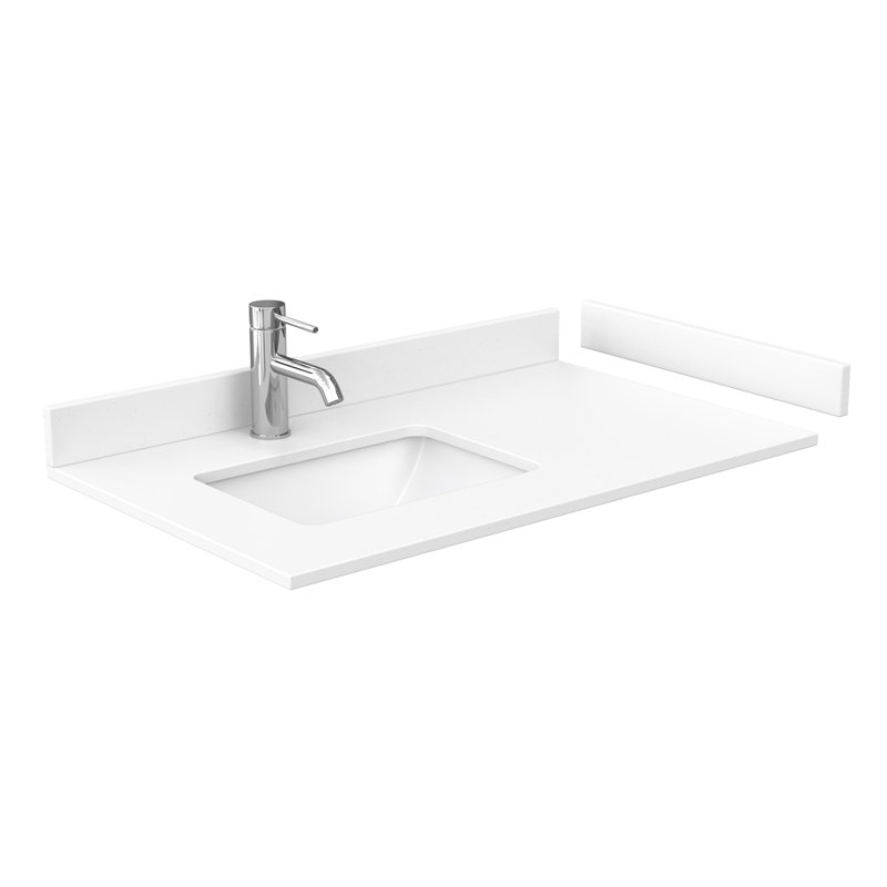 Daria 36'' W Single Vanity, White, White Cultured Marble, Polished Chrome
