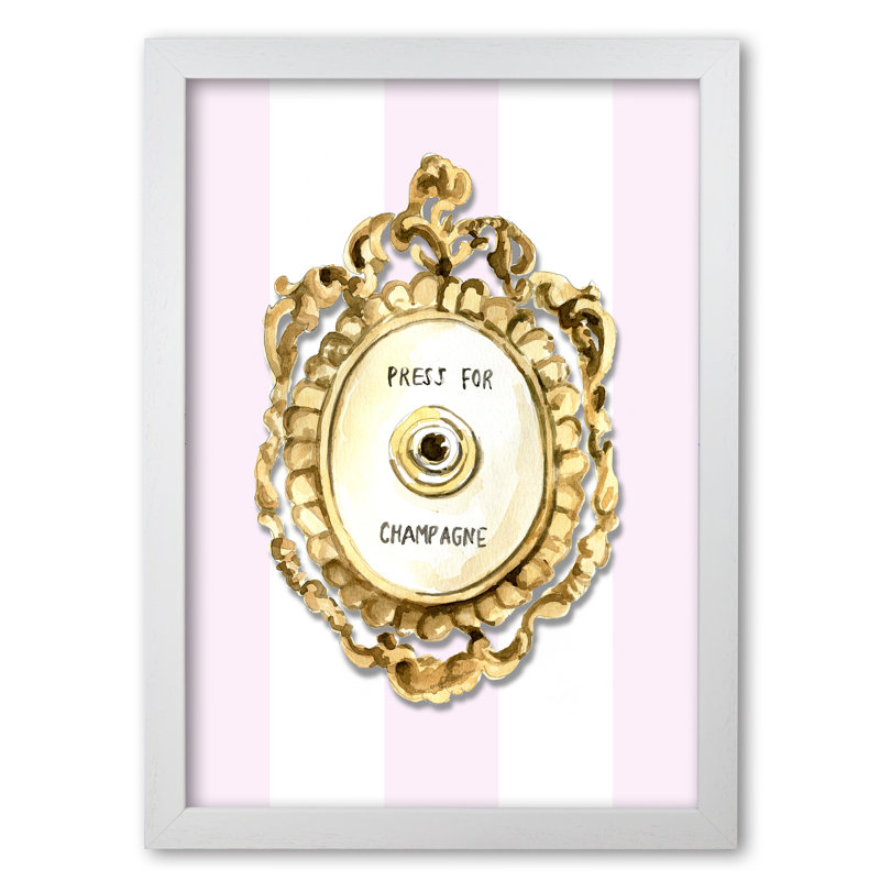 Press For Champagne Button - Painting, White Grain, 59.4 cm H x 42 cm W x 5 cm D