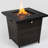 Fire Pit Table 28inch Square, Steel Frame & Top, Propane/ Fuel, Heats 20 Sq.ft Area Square Table, Black Brown, Lid, Operated Heating