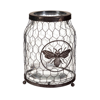 8.75" Glass LED Jar with Bee Icon