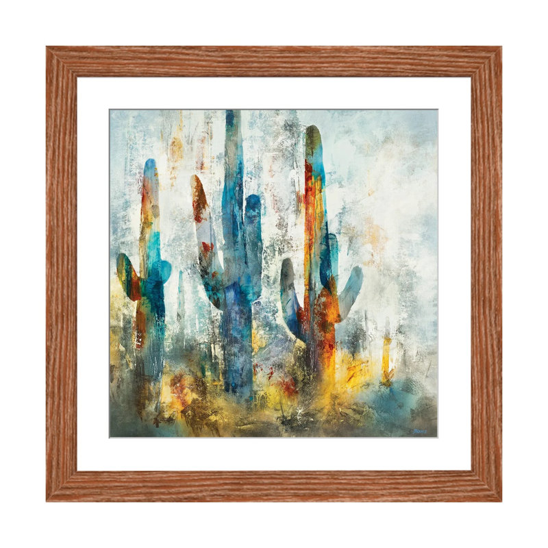 «Saguaro Forest» encadré par Scott Brems, H 24 po x l 24 po x P 1 po, Papier avec cadre photo classique en bois, Oui
