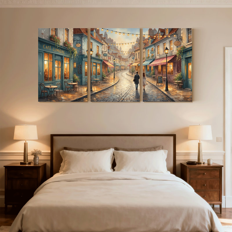 Ensemble de 3 impressions sur toile, "Scène de paysage urbain", H 18 po x l 36 po