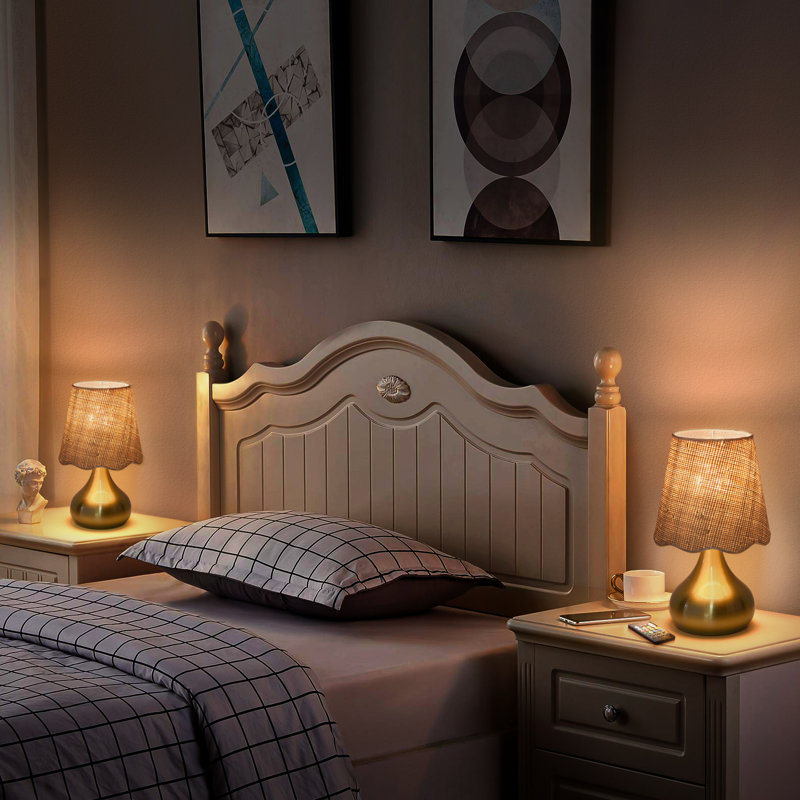 Lampe de table sans fil RVB rechargeable, Doré, Métal métal, Télécommande