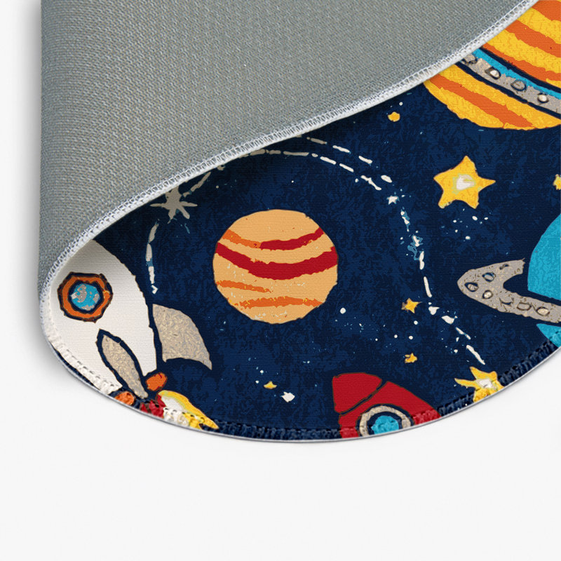 Transportation Blue Indoor and Outdoor Area Rug, Round 5'