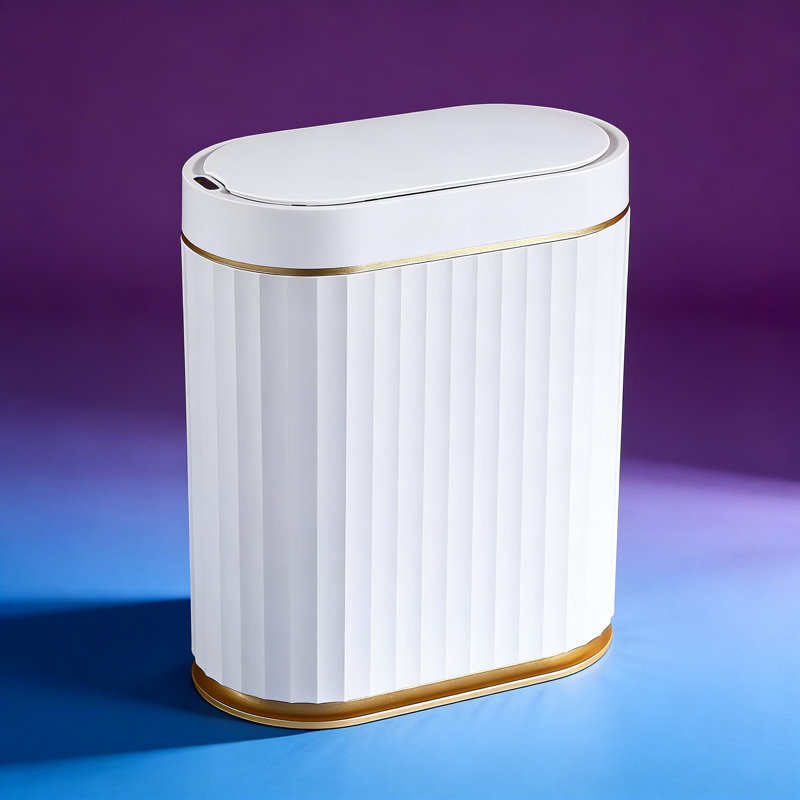 Poubelle à capteur de mouvement automatique avec couvercle intelligent, conception mince de 2 gallons pour la salle de bain, la cuisine, le bureau - imperméable et mains libres