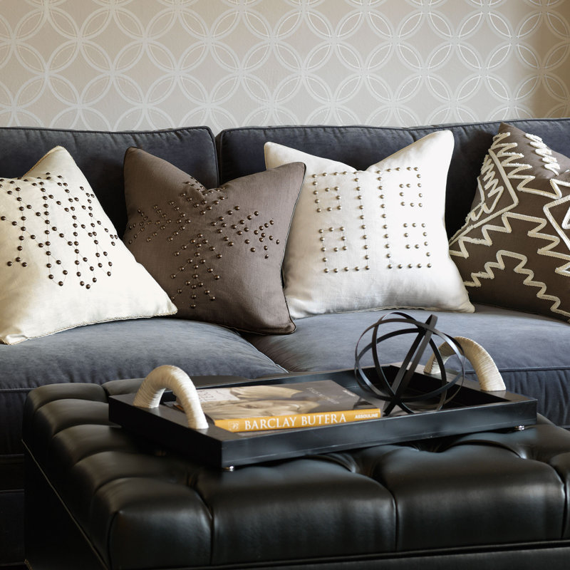 Linen Square Pillow Cover & Insert, Greek Key