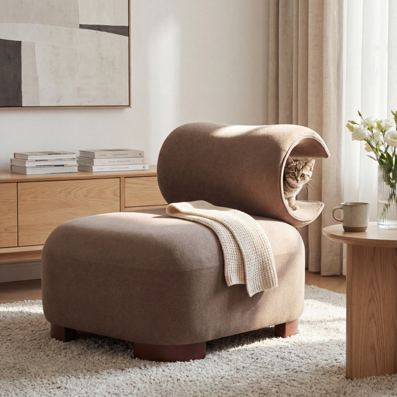 Chaise d'appoint rembourrée avec espace pour animaux de compagnie Sadan, Brown