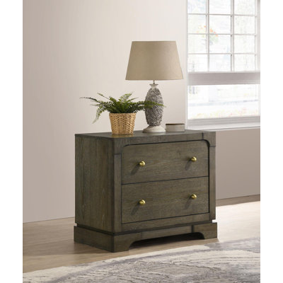 2-Drawer Nightstand Bedside Table Dark Cocoa